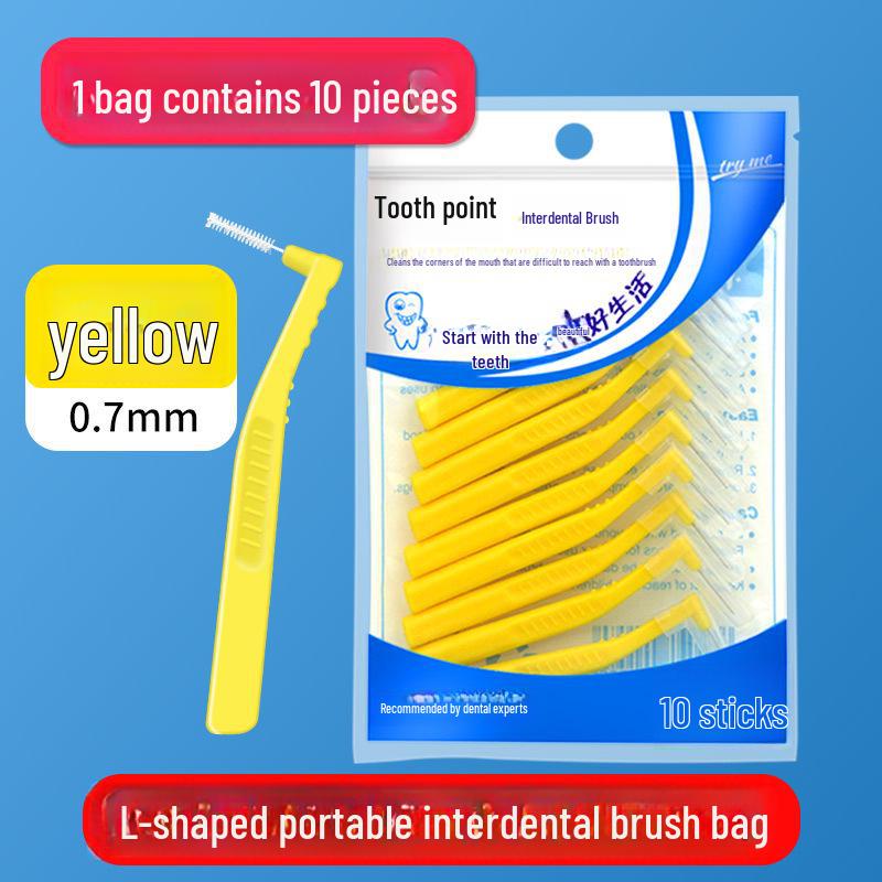 L-Shaped Interdental Toothbrush Set (10-Pack) with Wire Bristles