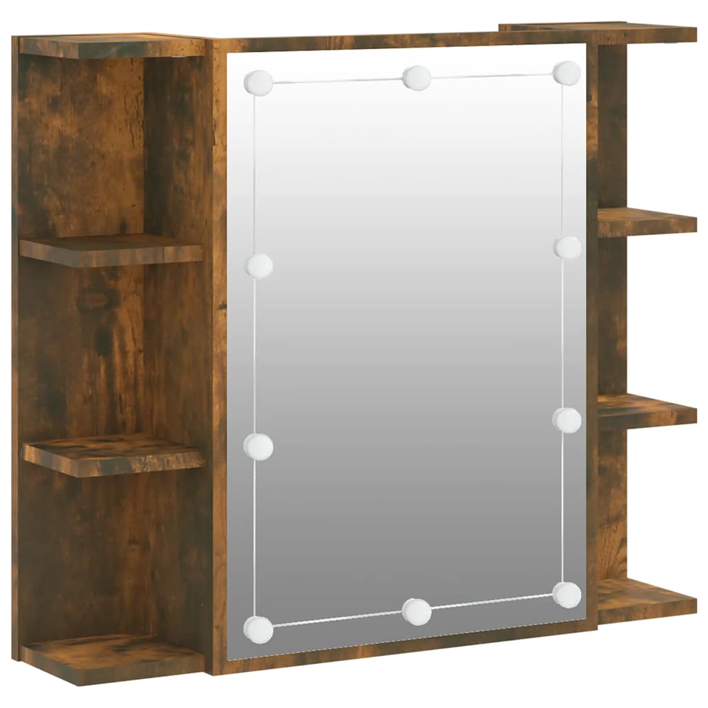LED Mirror Cabinet in Smoked Oak 70 x 16.5 x 60 cm