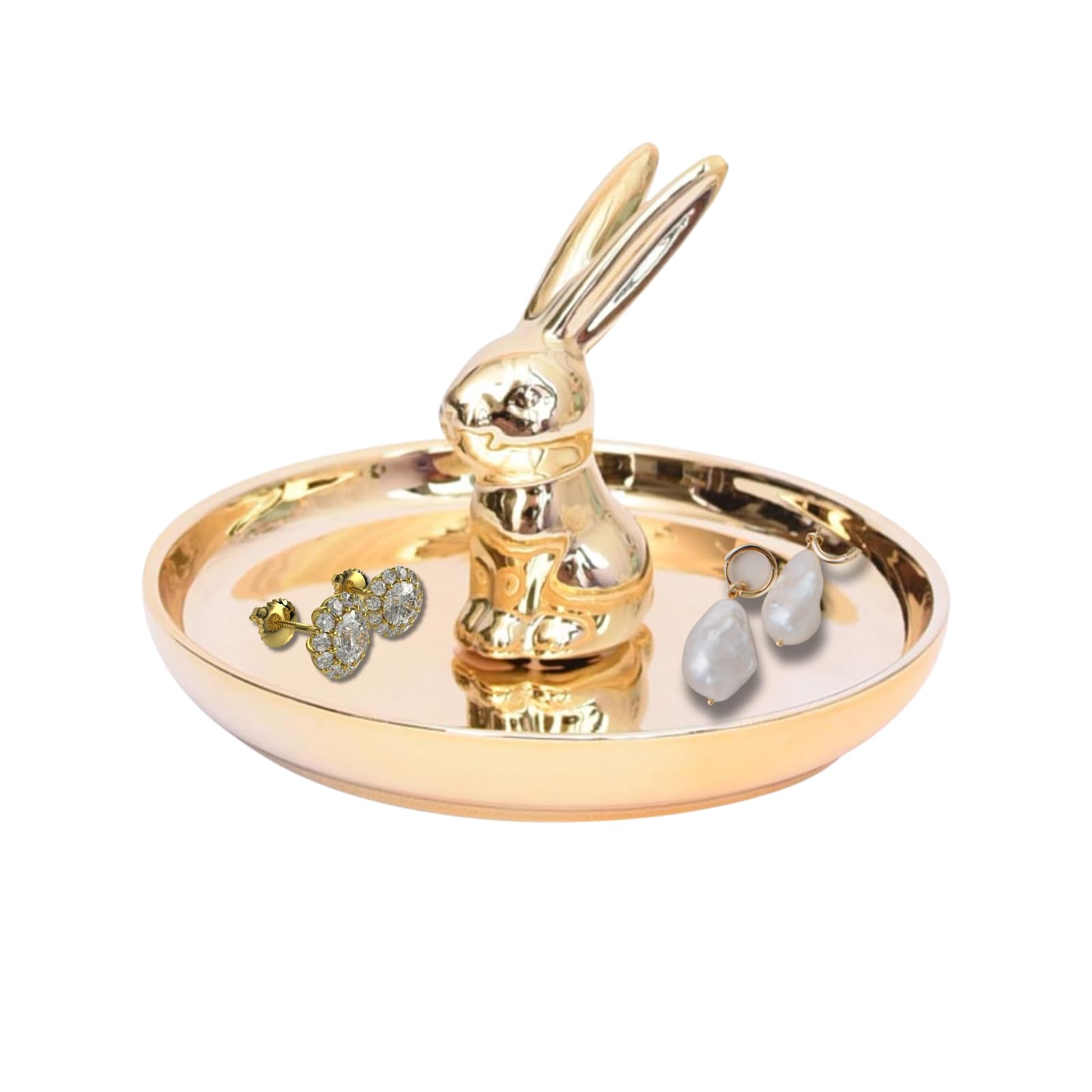

Поднос для аксессуаров Sunny Glow, Дизайн с кроликом, Подставка для колец, Стильный органайзер для хранения серег, ожерелий, ключей и для прихожей, Золотой