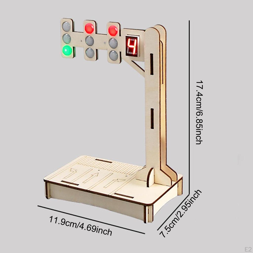 Wooden Traffic Light Model Educational Teaching Aids Handmade Craft Signal Toy DIY