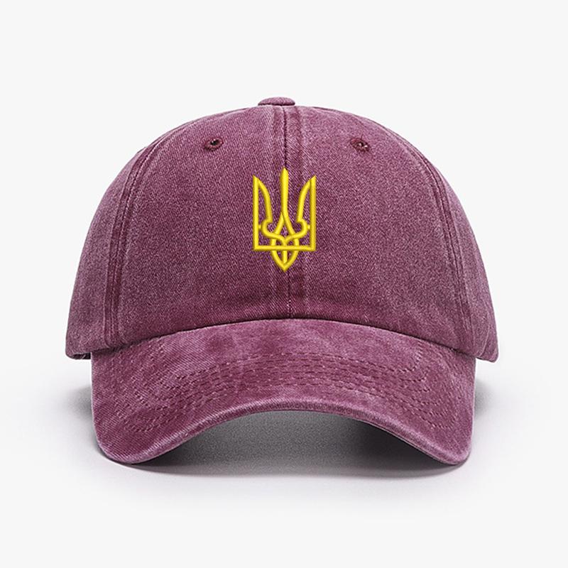 Embroidery Ukraine Trident Symbol Cotton Washed Fashion Sports Baseball Cap Adjstable Hip Hop Urban Street Style Dad Hat Visor Protection Snapback