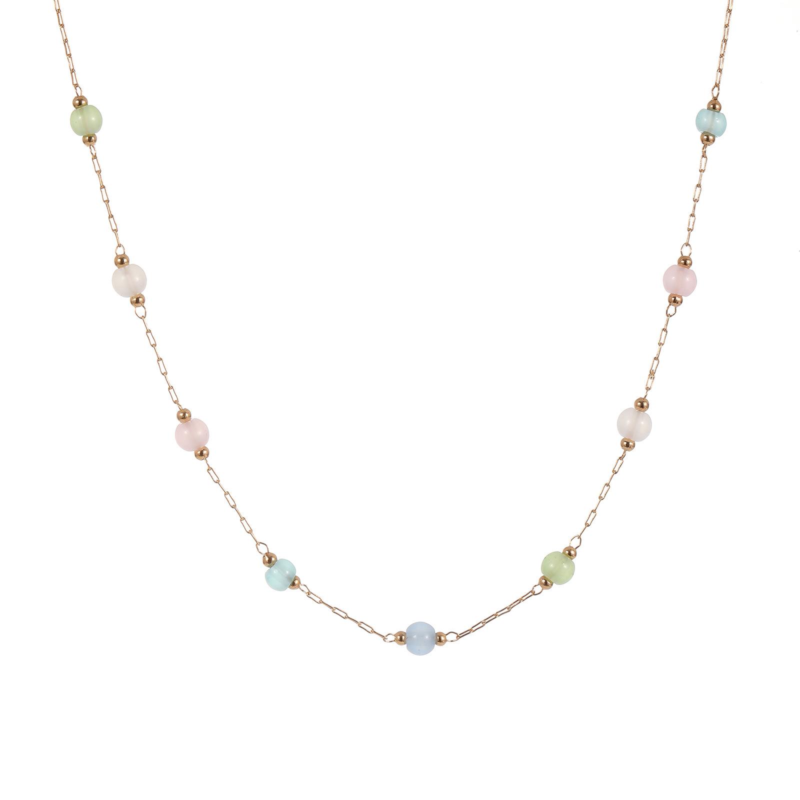 High-End Necklace Stainless Steel Small Fish Pendant Stacked Necklace Women S Natural Stone Collarbone Chain Niche Quality