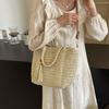 Premium portable tote bag 2025 new trendy vegetable basket hand-woven bag women's shoulder crossbody straw bag