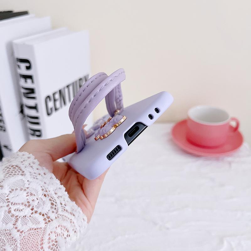 For Samsung Galaxy Z Flip 4 3 5g Cover Fashion Korean 3d Bear Bow -Knot Hand Strap Portable Lanyard Hard Pc Shell For Z Flip3 Bag