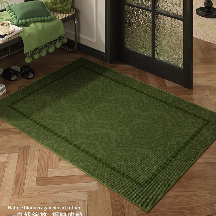 High-end Retro Green Front Door Mat, Entryway Threshold Rugs, Home-Durable Stain-Resistant No-Wash Hallway Floor Mats