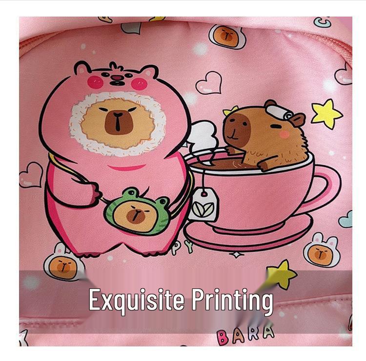 Stylish Capybara Print Backpack for Kids - Elementary & Kindergarten Use