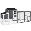 Pollaio con Recinto per 3-4 Galline, Nido a 3 Scomparti, Superficie 1,9 m², Legno di Abete, Grigio