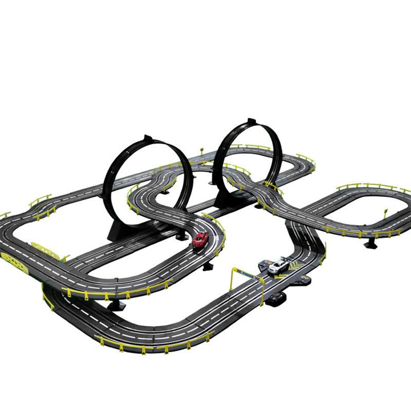 Electric Remote Control Slot Car Track Large 2-Player Competitive Dual Mode Remote Adjustable Splicing Kids Adults Gift Toy Set