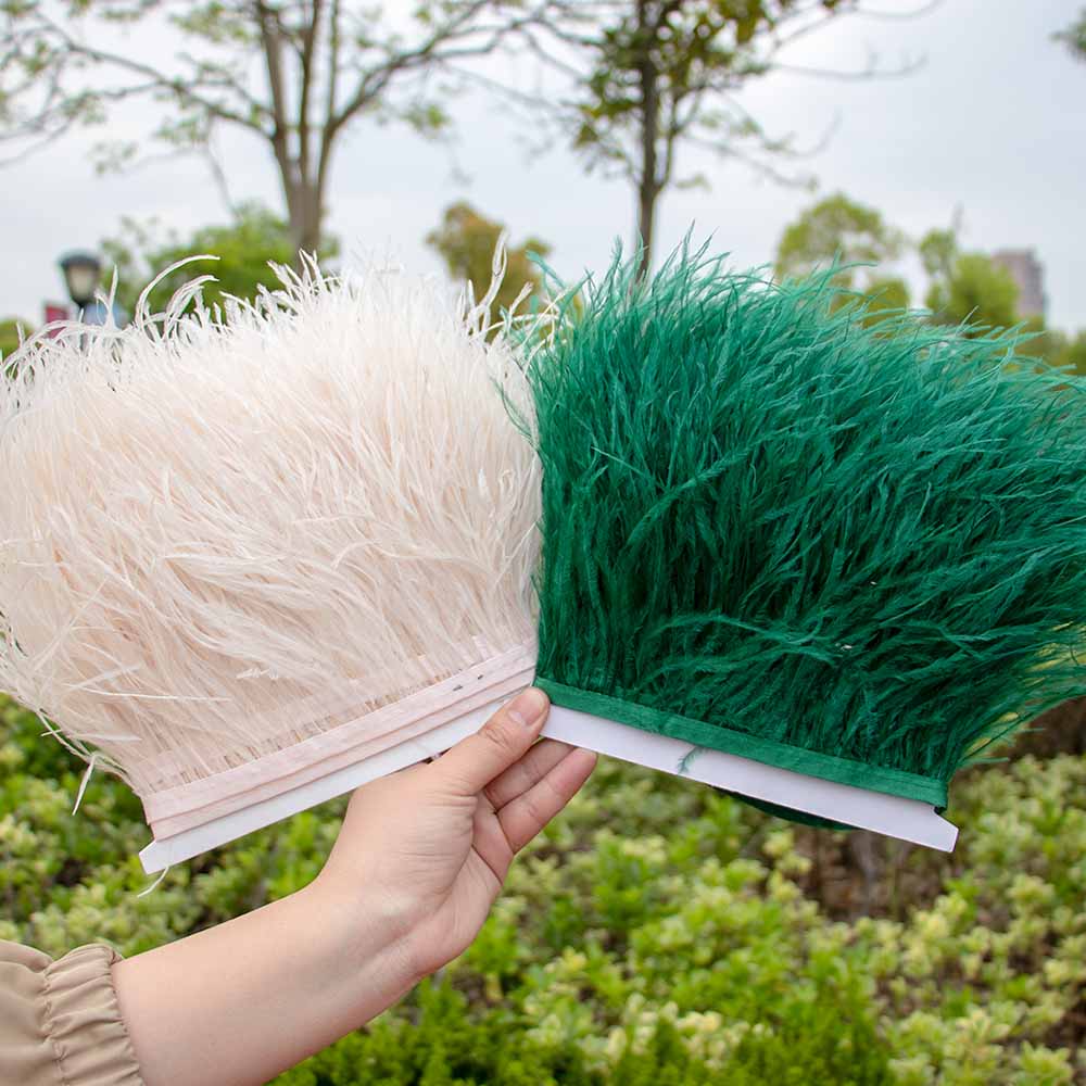 Feather10Meters 8-10cm Natural Ostrich Feather Trims for Needlework and Handicraft Plume Ribbon Fringe Skirt Decoration