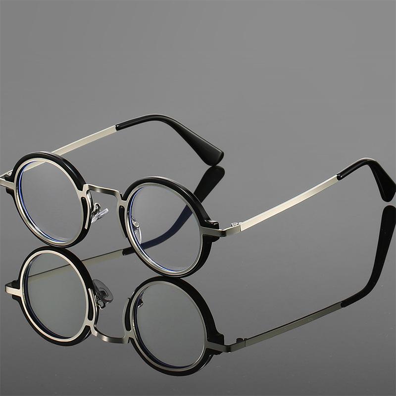 Round Sven Elegant Anti-Blue Glasses Retro Literary Business Office No Degree Flat Mirror