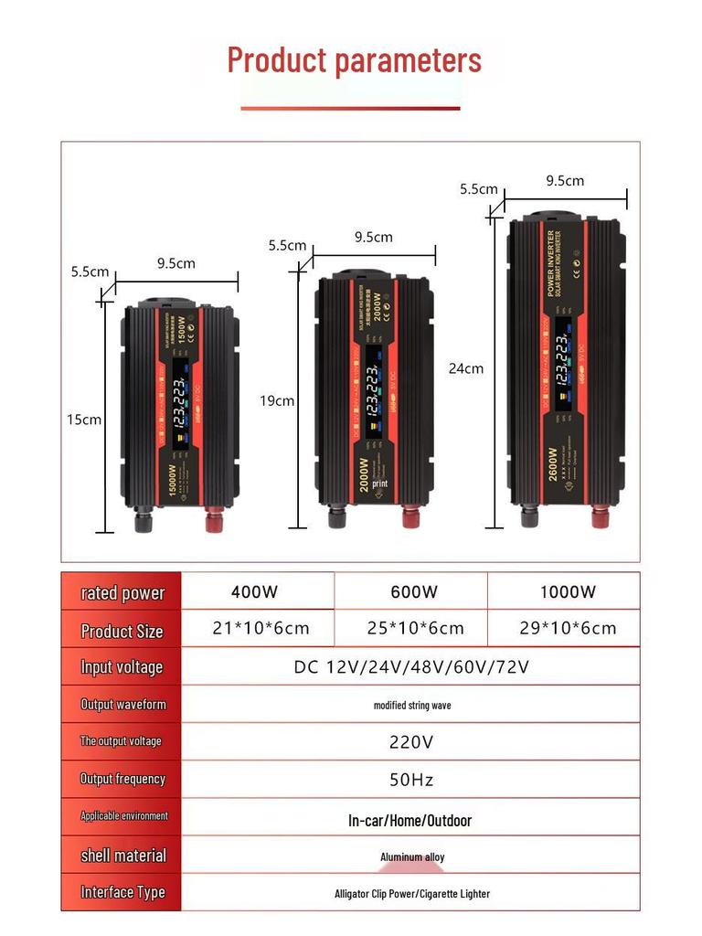 CARMAER 500W/2000W Modified Sine Wave Car Inverter, 12V/24V To 220V, 60HZ, European Standard