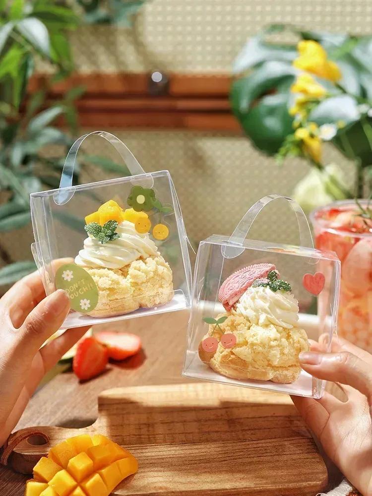 20piece Mini Birthday Cake Box 3 Inch Pastry Portable Boxs Square Fully Transparent Plastic Portable Packaging For Desserts