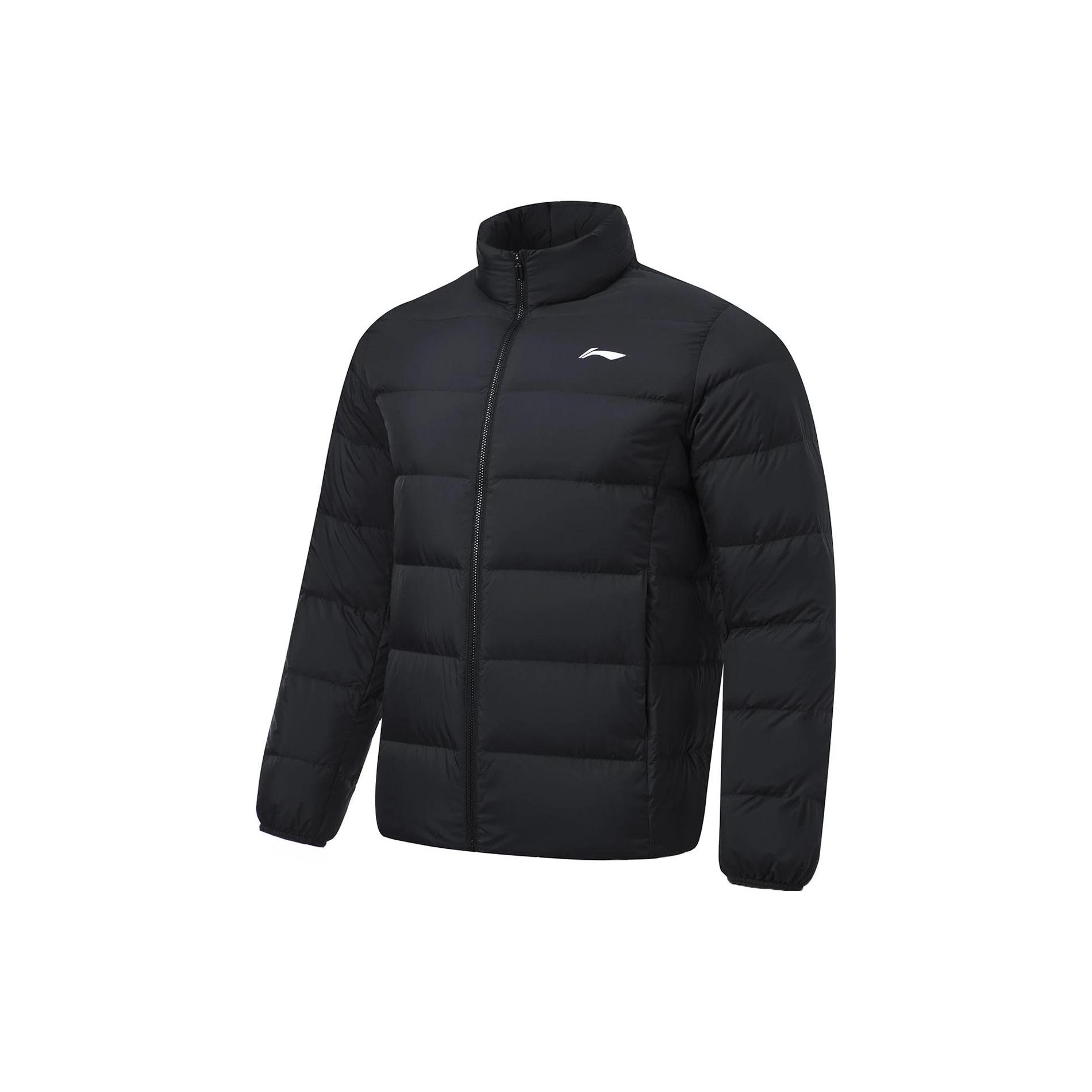 Li Ning Fitness Series Down Jackets Men s Black Stand Collar Moderate Down Jacket AYMT101-1 M