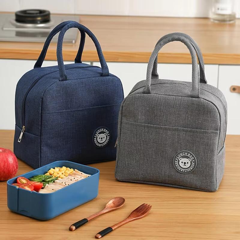 Geïsoleerde Lunchtas Dames Kinderen Koeltas Thermische Tas Draagbare Koelelement Draagtas Canvas Voedselcontainer Voedsel Picknicktassen