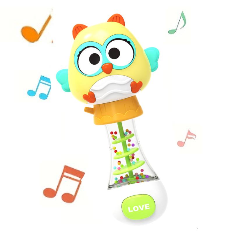 Cute Handheld Interactive Rattle Early Learning Toy for Infants, Enhans Grip & Motor Skills, Promotes Visual with Music Toy