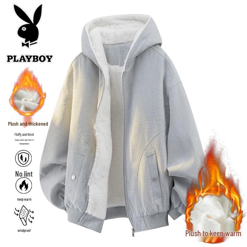 PLAYBOY Men's Hooded Faux Fur Lined Winter Jacket