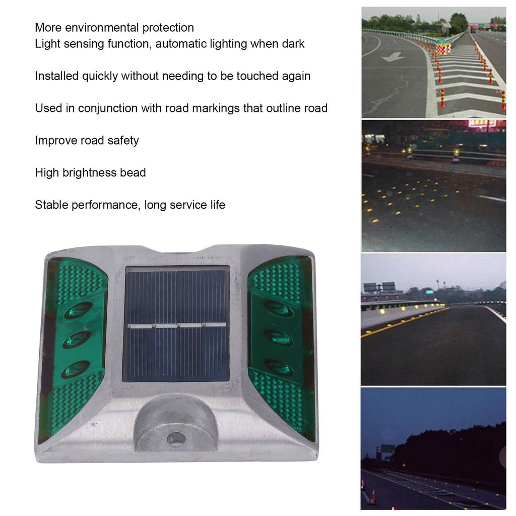 Solar Road Stud Light Cast Aluminium Alloy for Driveway Step Sidewalk Stair Outdoor IP68 Waterproof Road Marker Green Light