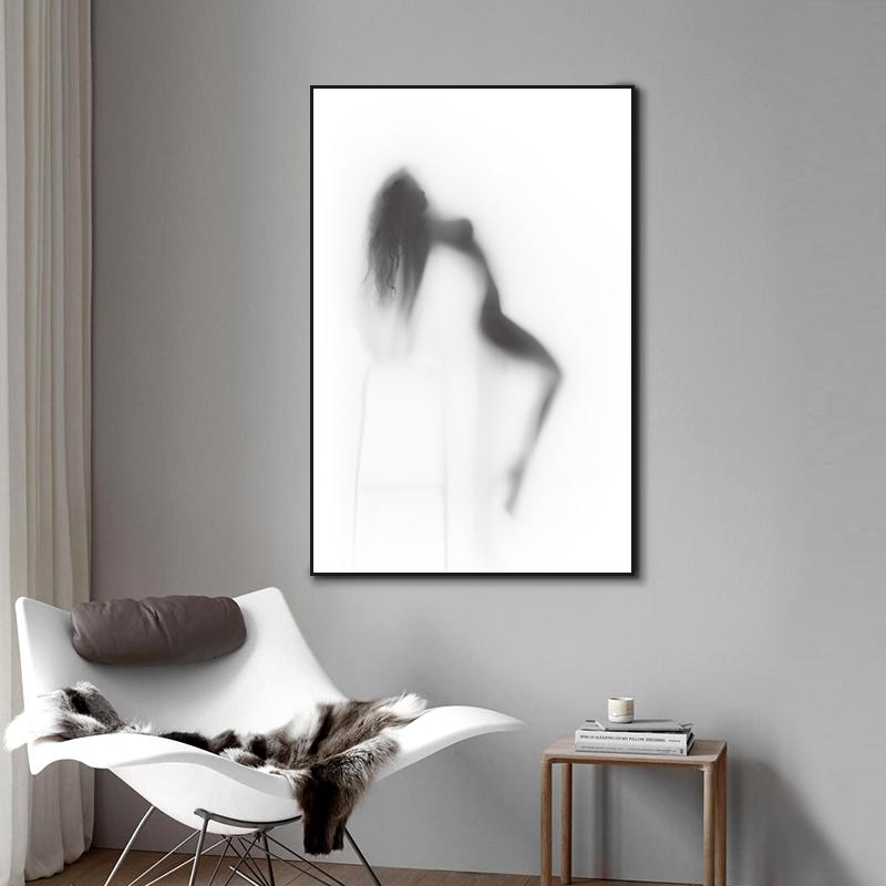 Modern Simple Style Bathroom Sexy Figure Black White Canvas Painting Abstract Body Art Picture Toilet Home Decoration Cuadros