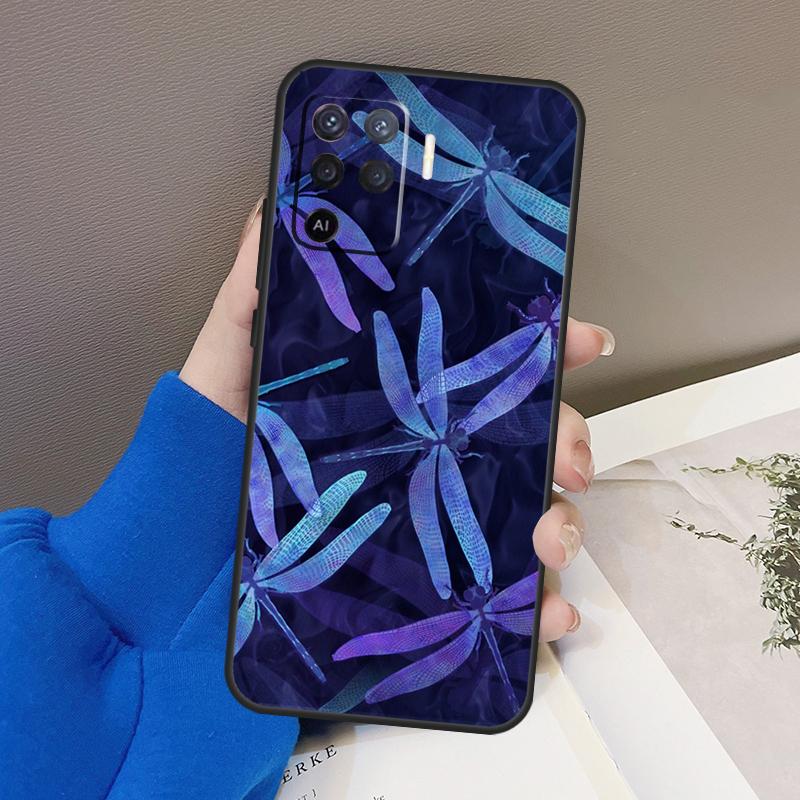 Luxury Dragonfly Case For Oppo A76 A16 A96 A17 A18 A60 A80 A40 A38 A58 A78 A98 A94 A74 A54 A15 A57 A77 A5 Pro