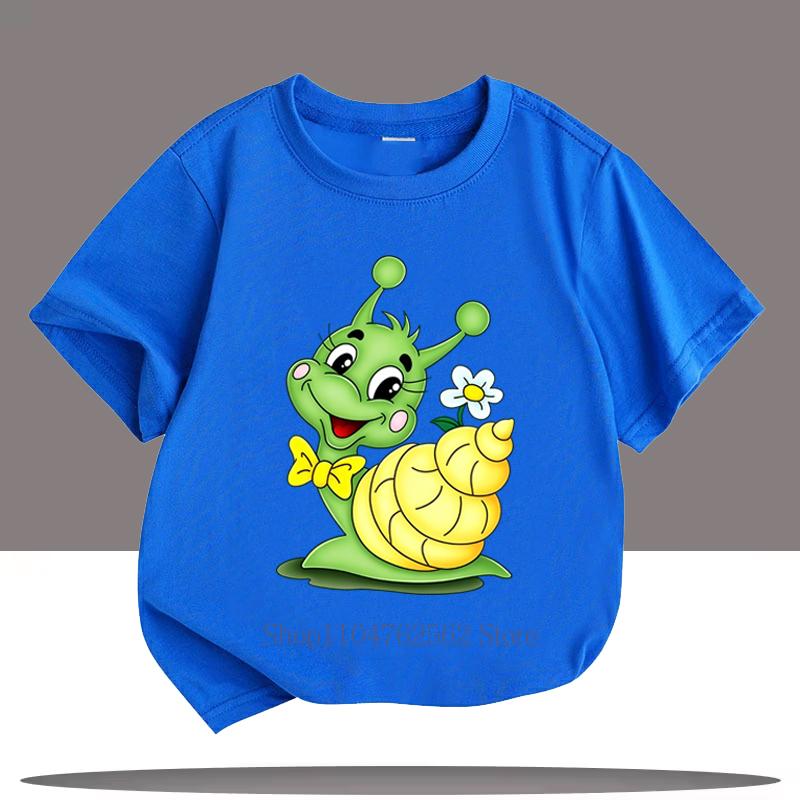 T-shirt Grafiche Lumaca Verde per Bambini e Bambine Estate Bambini Carine Divertenti Casual Colorate Top Bambini Girocollo Manica Corta T-shirt