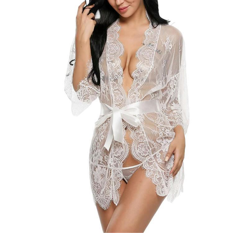 Plus Size European & American Style Lace Lingerie Nightgown – Sexy & Provocative