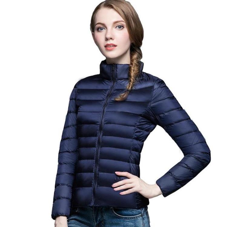 Winter Fashion Lightweight Down Coat for Women Plus Size Slim Fit Long Sleeve Stand Collar Solid Color Zipper Lightweight Autumn Jacket