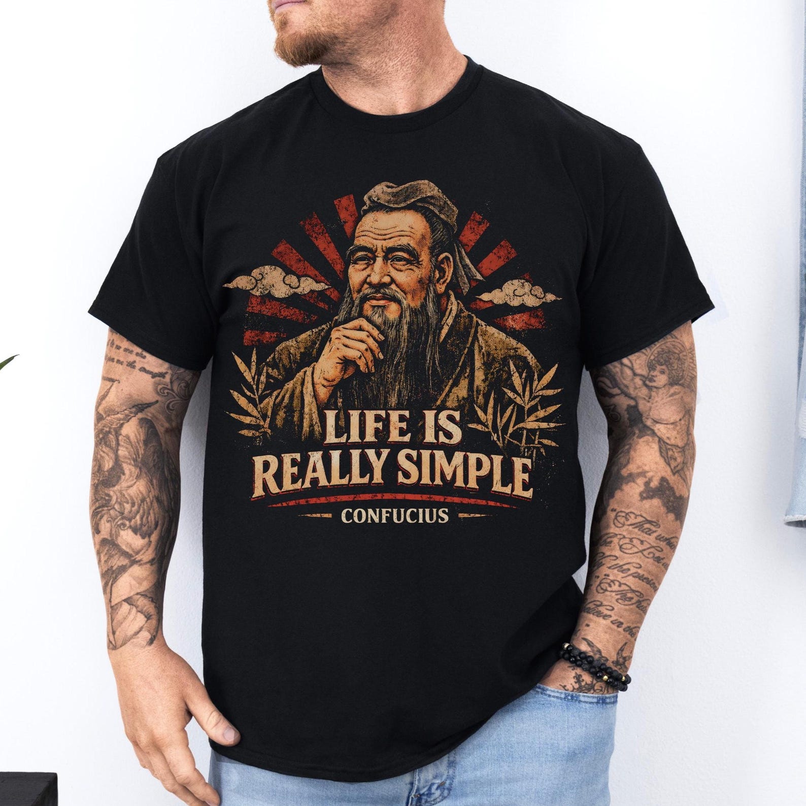 Confucius Shirt: Philosophy Quote T-Shirt | Life Is Really Simple Unisex Tee | Zen Wisdom Shirt | Mindfulness Gift | Thinker shirt 4XL
