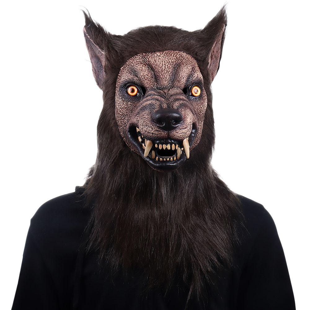 Horror Werewolf Mask Cosplay Creepy Animal Wolf Head Latex Masks Halloween Carnival Masquerade Party Costume Props