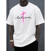 The Believe Cross Tee Is a Humorous Gift for Men,Featuring a Stylish White Design. It'S Made from Breathable Fabric, Has a Crew Neck And Short Sleeves