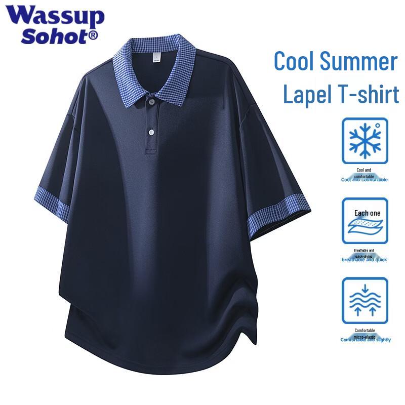 

Wassup Sohot Men s Faux Two-Piece Short Sleeve Polo T-Shirt 3XL
