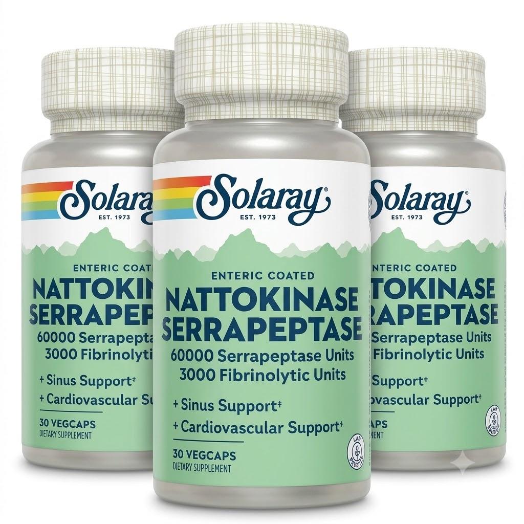 Solaray Nattokinase Serrapeptase VegCap (30 Tablets)