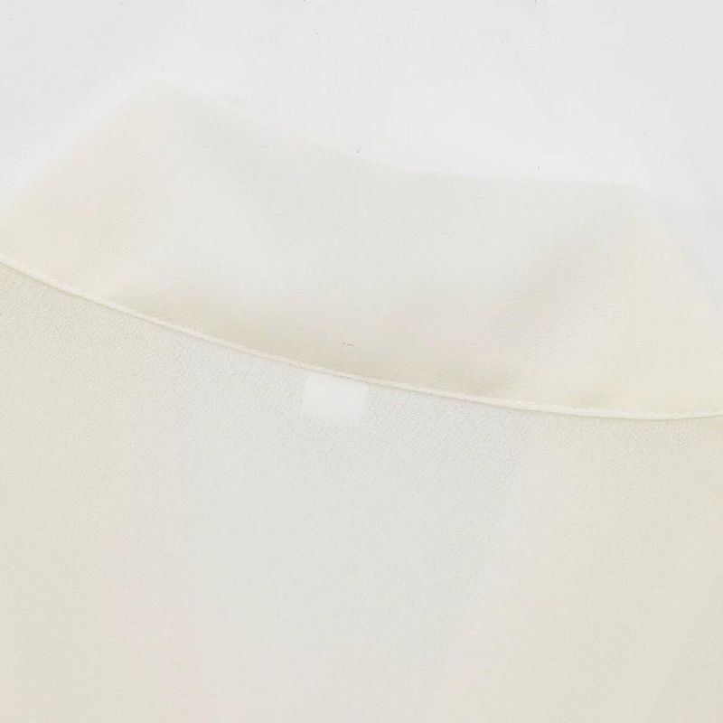 Kaslead New Arrival Women's Fashion Style Stylish Simple and Versatile Wrinkle V Neck Bows Translucent Shirt