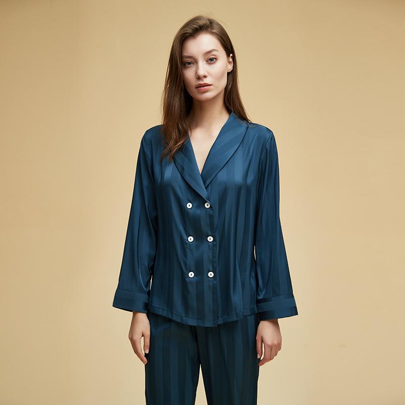 

Женский полосатый кардиган, брюки, комплект из двух предметов, домашняя одежда, осенняя пижама, свободная повседневная ночная одежда, атласная пижама, домашняя одежда XL