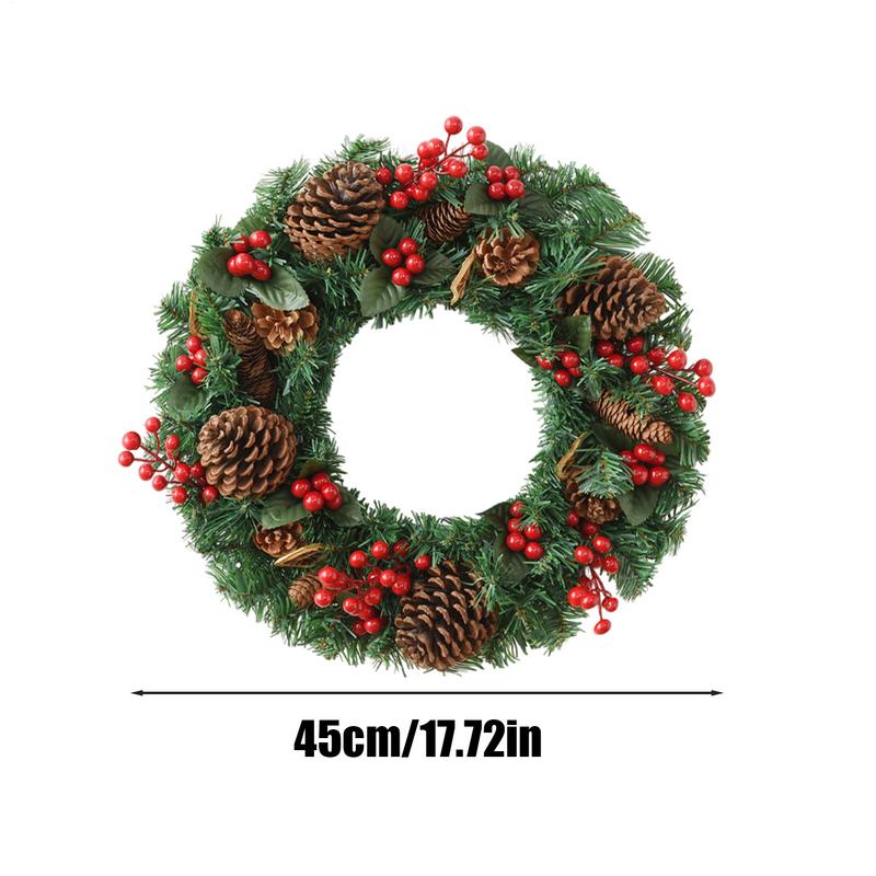 Christmas Wreath Artificial Christmas Decor Festive Wreath With Red Berries Pine Cones For Front Door Outdoor Indoor Home Porch