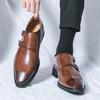 Classic Retro Dress Men's Monk Shoes Pointed Toe Buckle Business Office Wedding Comfortable Men's Shoe