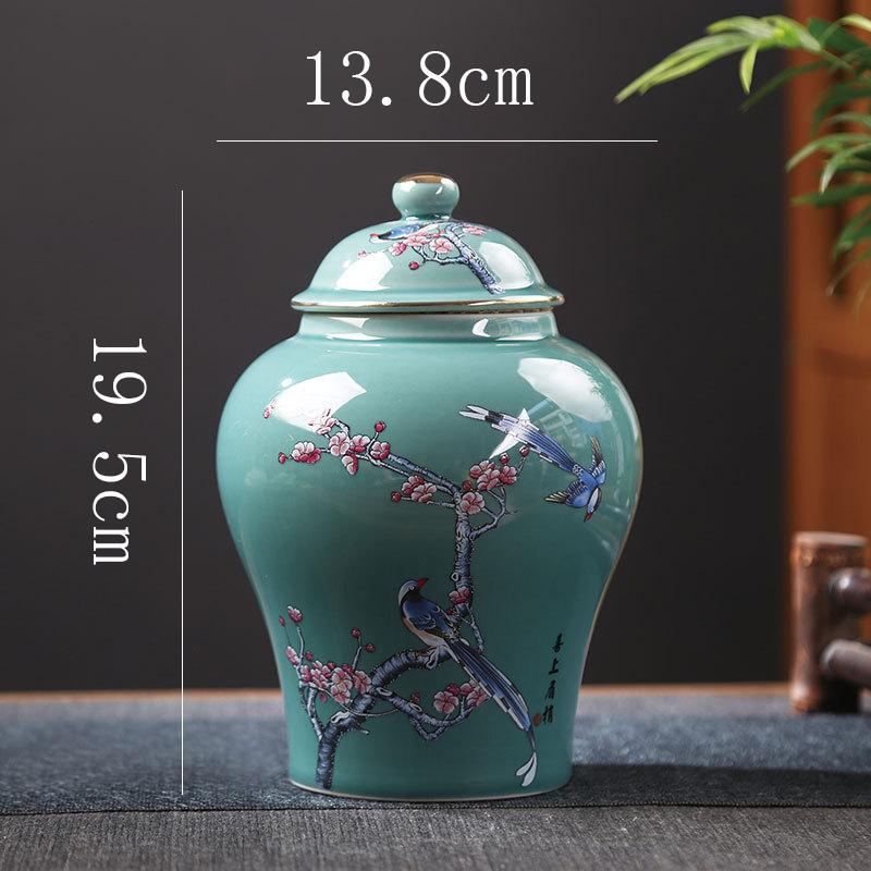 Classic Ceramic Tea Box Home Candy Sealing Jar Hexagonal Plum General Jar Table Top Flower Arrangement Vase Home Decoration New