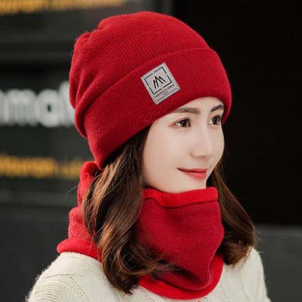 

Однотонная зимняя шапка-пуловер, модный компактный шарф, шапка-бини для мужчин красный