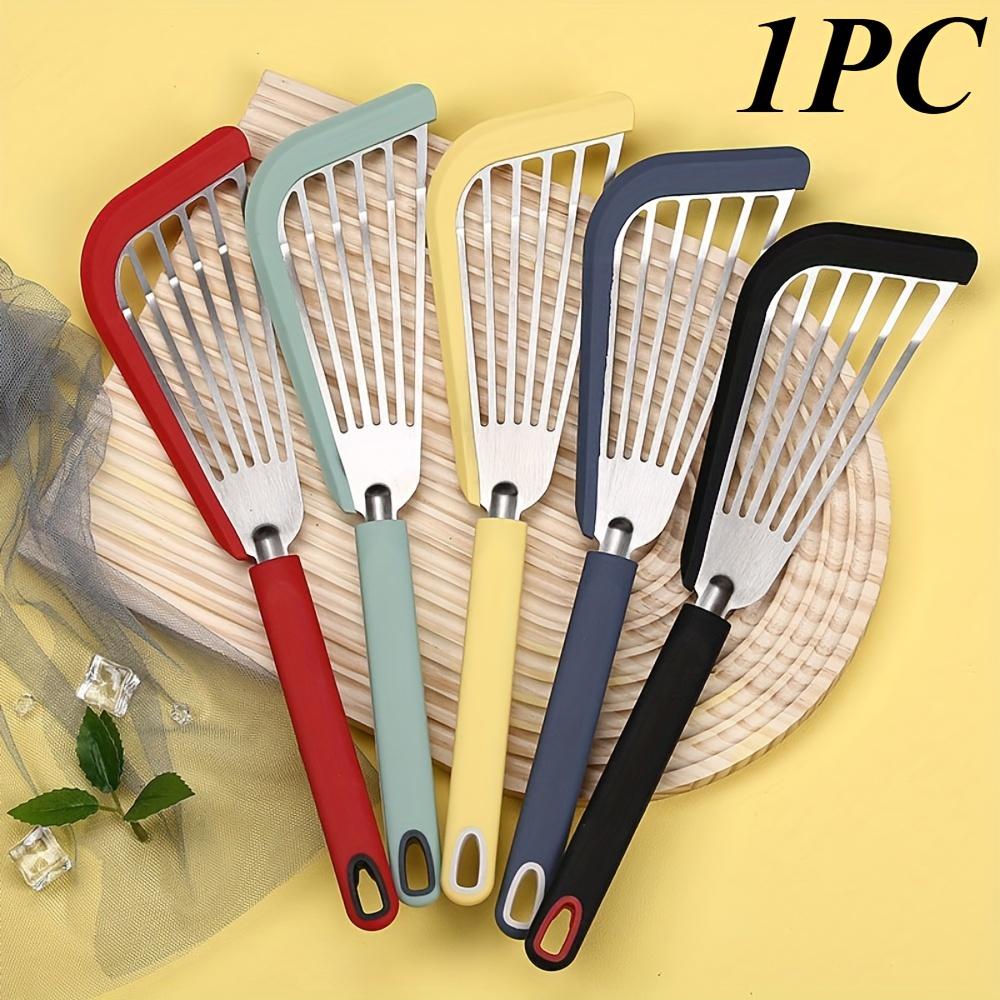 1pc Non Stick Silicone Slotted Spatula - Heat-Resistant, Easy Grip Stainless Steel Kitchen Turner for Cooking Serving