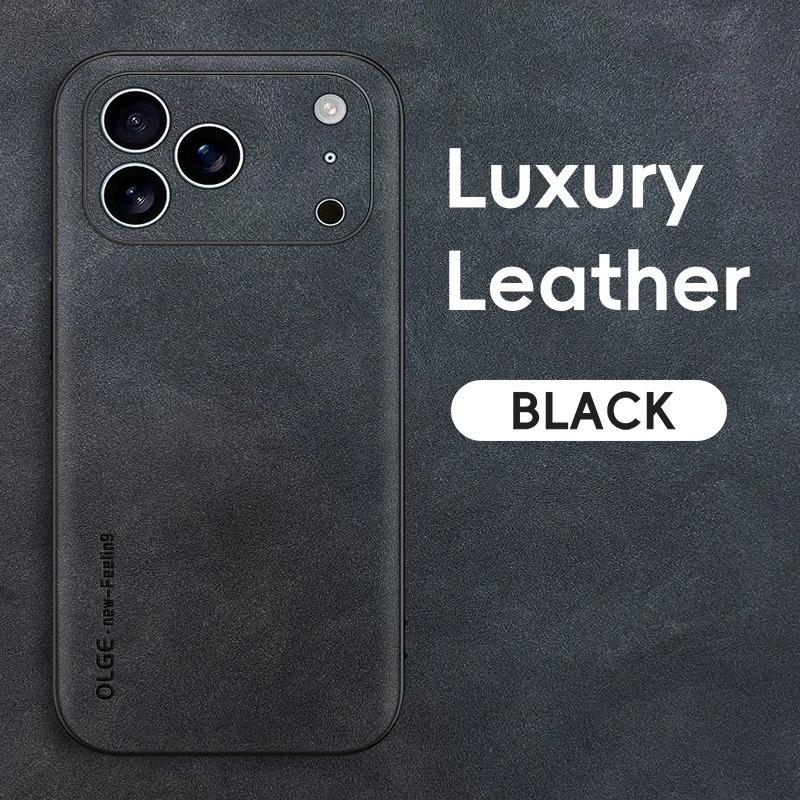 Luxury Sheepskin Leather Phone Case For iPhone 17 16 15 14 13 12 Pro Max 16 Plus 17Pro Air Shockproof Matte Soft Bumper Cover