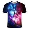 Summer Round Neck Animal Wolf Pattern 3D Print Top Fashionable Casual Short Sleeved Men's T-shirts