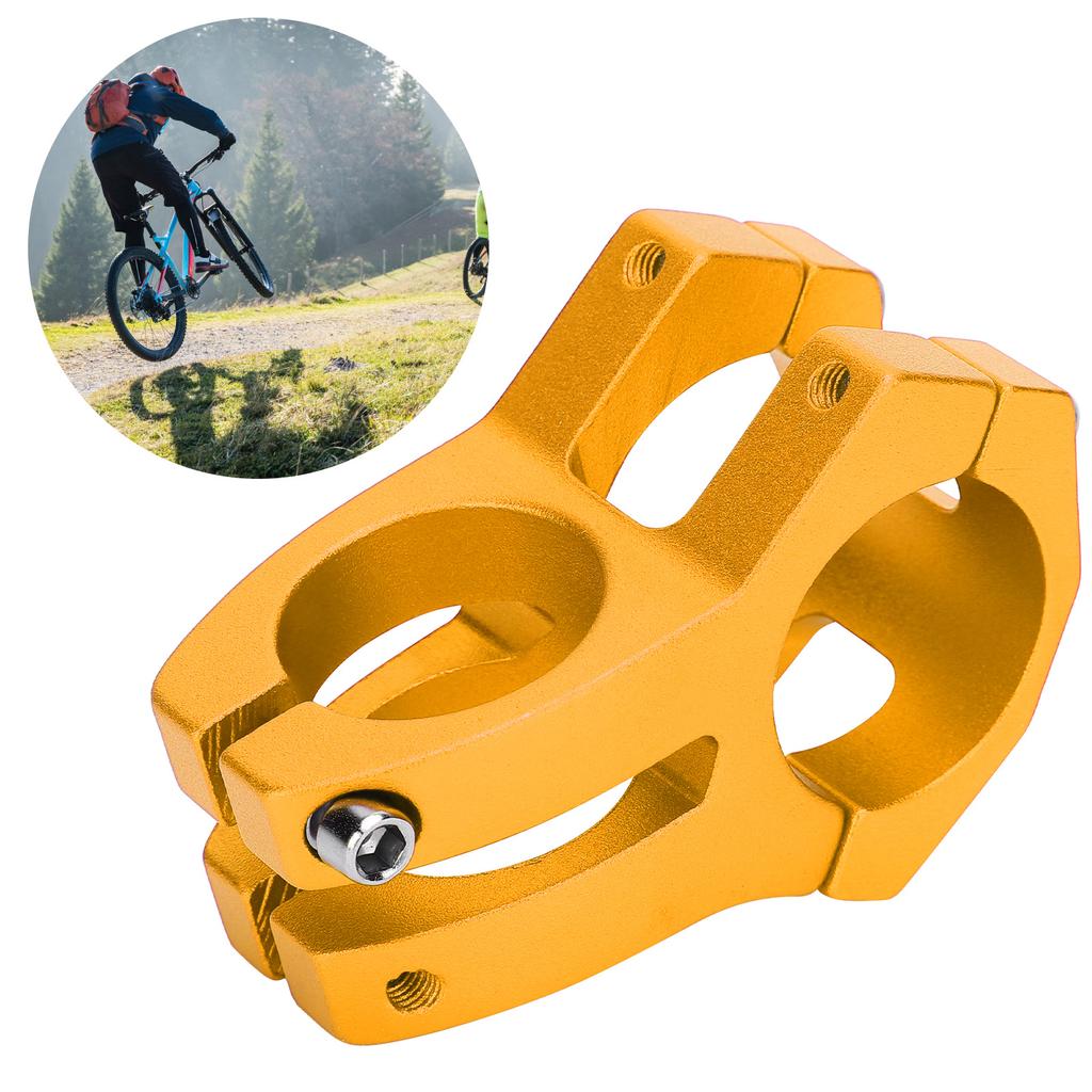 LUNJE Mountain Bike Stem Bicycle Short Handlebar Aluminum Alloy Hollow Stem 31.8x35mmGold