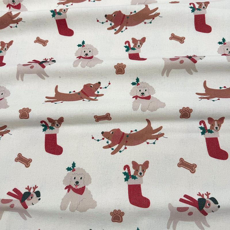 0.5m/1m/2m Cotton Linen Christmas Print Fabric For Tablecloths, Curtains, Christmas Decoration, Sofa Pillows Handmade DIY Fabric