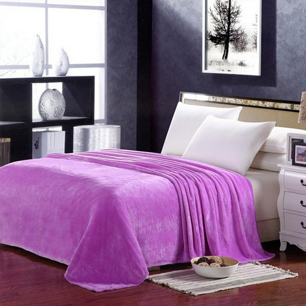 Coral Fleece Blanket 65X93Cm Light Purple Warm Winter Camping Travel Home Use Soft Flannel Blanket