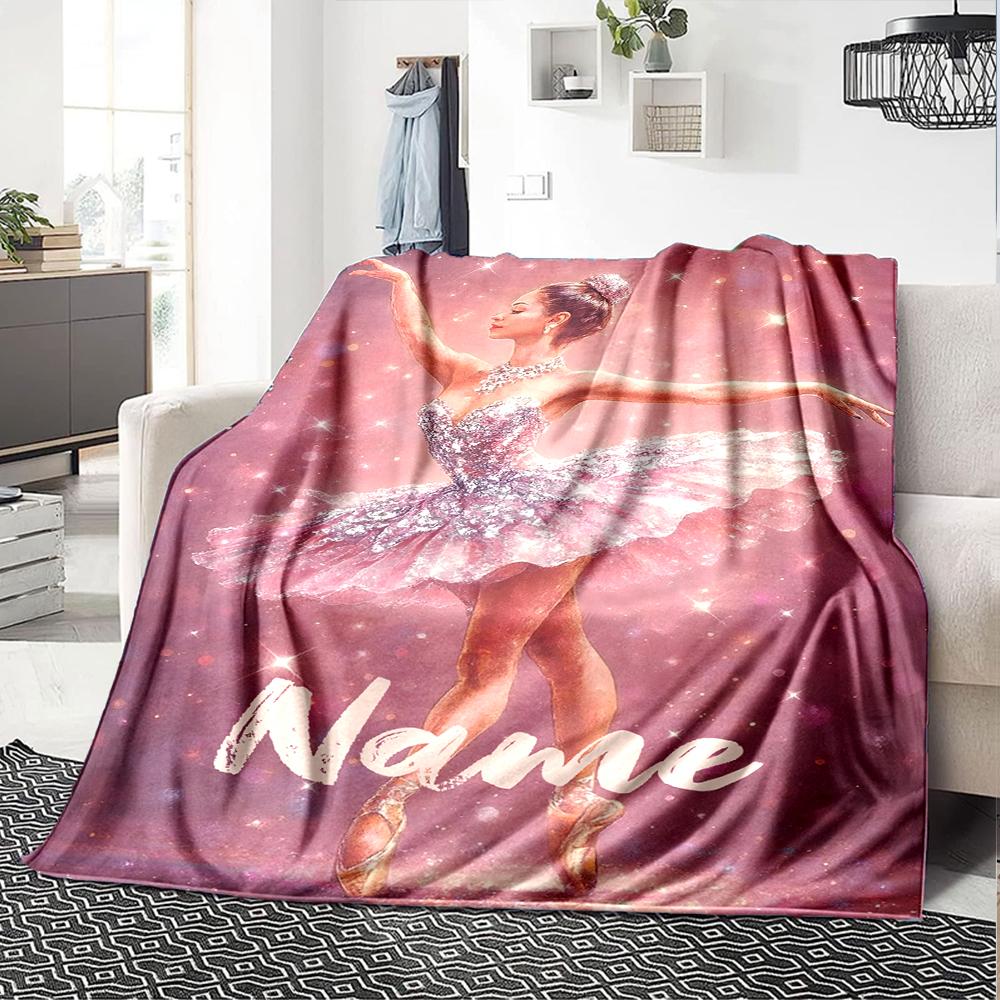 Custom Name Ballet Theme Printed Blanket - Perfect for Couch, Bed, Travel & Outdoor Use | Machine Washable, Cozy & Durable.