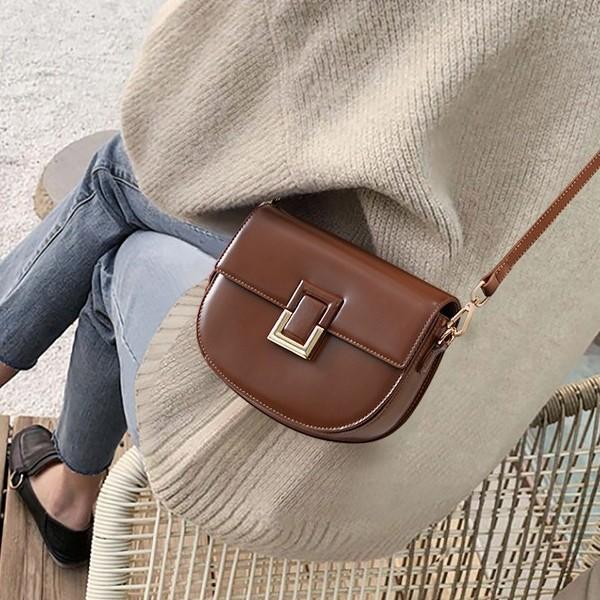 2025 New Luxury Genuine Leather Women's Saddle Bag Crossbody Bag Ladies Shoulder Bag Fashion Casual European and American Handbag