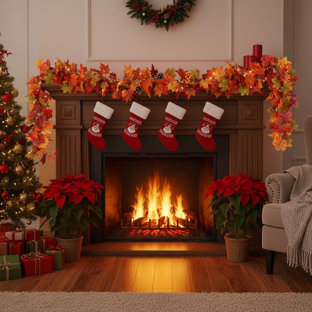 Hanging Vine Decorative Garland Multi-Purpose Artificial Autumn Foliage Garland Simulation Maple Leaf Rattan for Home Wedding