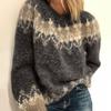 Fashion Women  Long Sleeve Leoaprd Print Patchwork Knitted Warm Sweater