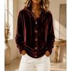 Velvet Hooded Button Cardigan Coat Solid Color Long Sleeve