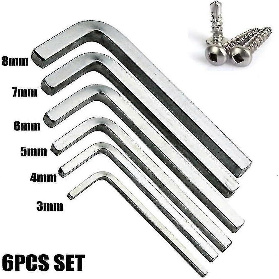 Set di 6 chiavi a brugola esagonali a L con testa quadrata, braccio lungo, set di chiavi a brugola esagonali, set di cacciaviti a chiave a 4 punte, 3-8 mm - MMIAO