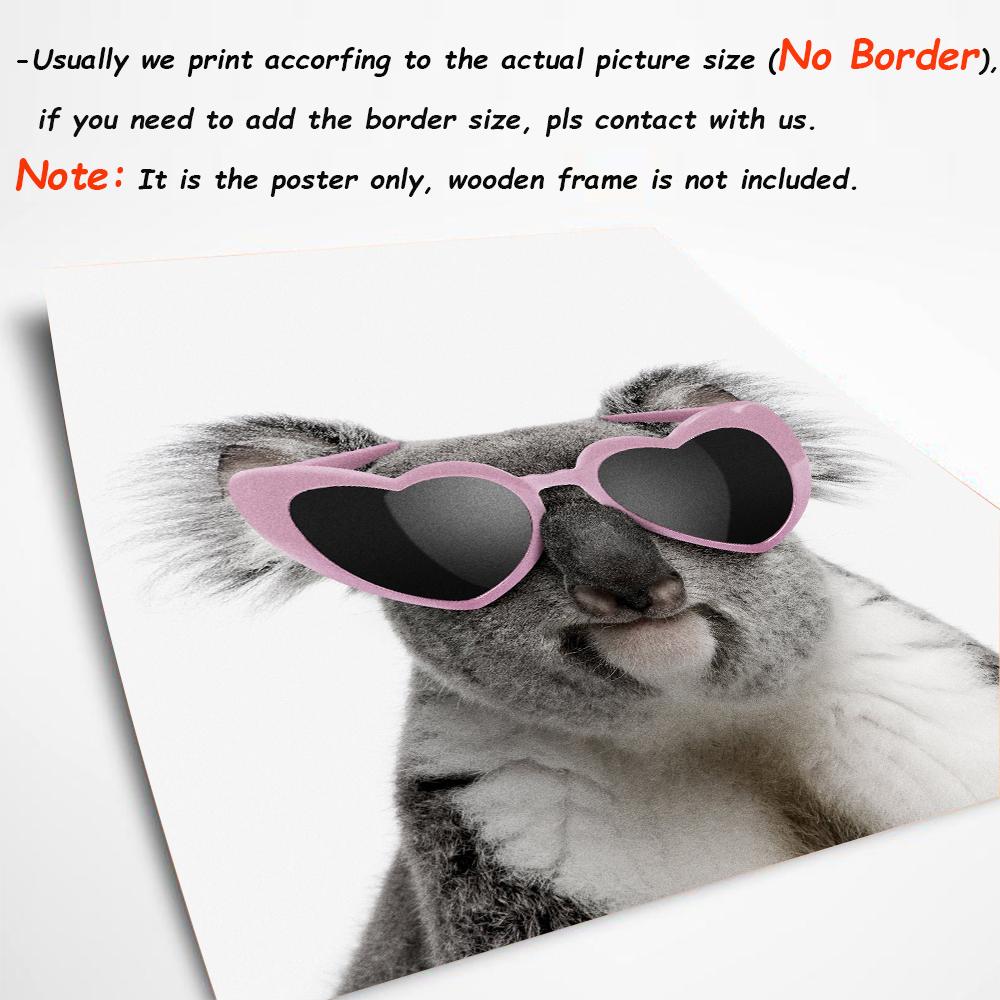 Funny Koala Monkey Duck Giraffe Posters Canvas Painting Animal In Sunglasses Wall Art Print Nursery Pictures For Kids Room Decor